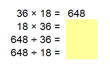 A self marking spreadsheet filling in the fact families of multiplication and division from one given fact.
